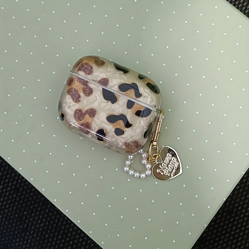 Vibrant Leopard Print Earphone Sleeve with Hanging Chain - Stylish Earpads for Airpod 1/2 with Protective Cover and Trendy Accessory Design