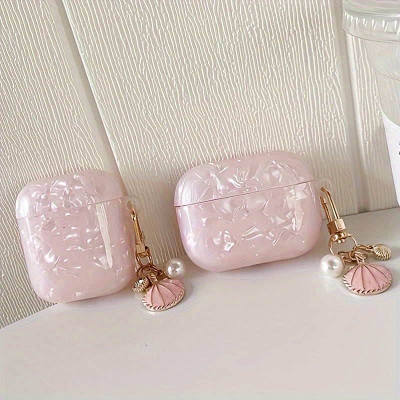 Pink Shell Pattern Plus Shell Pendant Suitable for airpods pro 2nd Generation Earphone Case airpod1/2 Earphone Case airpod 3 Protective Case