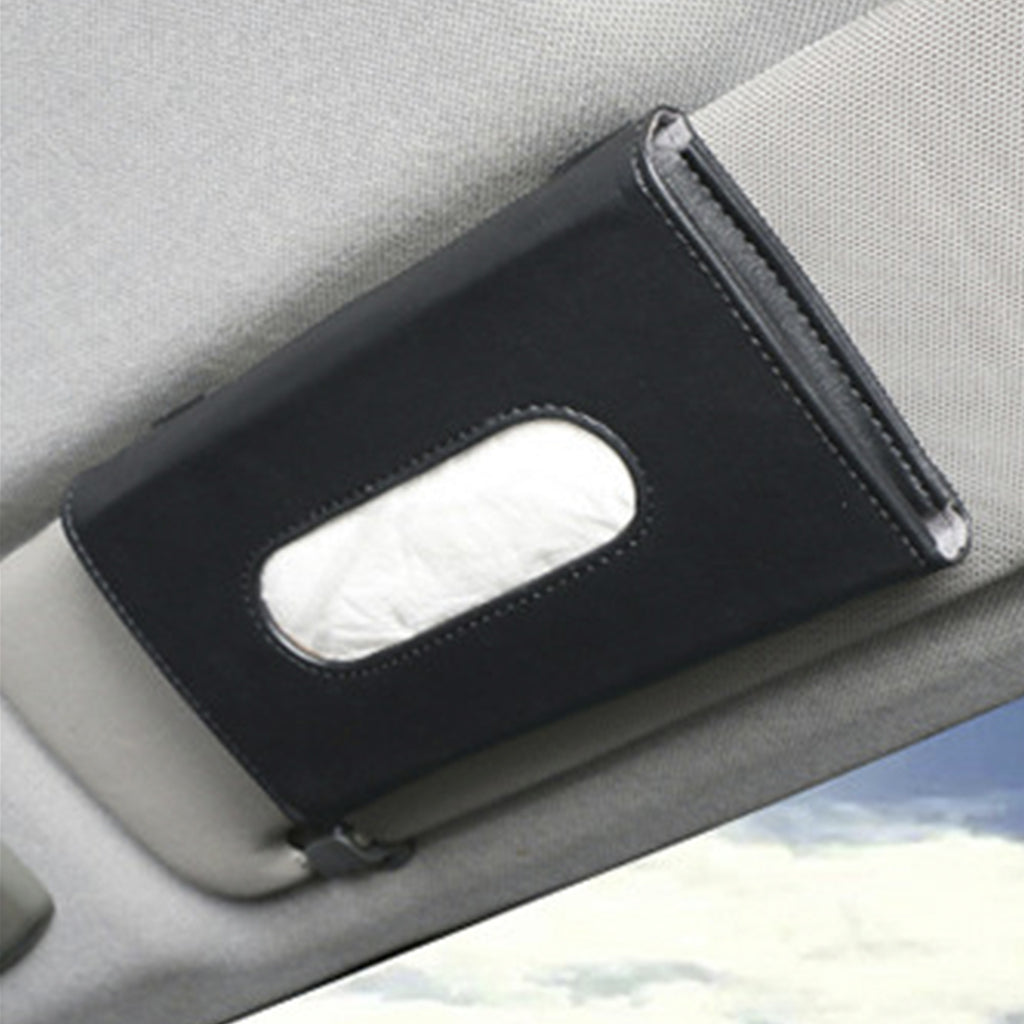 Elegant & Convenient Car Tissue and Mask Holder: Universal Sun Visor Attachment, Hygiene On-The-Go, Enhances Interior Decor
