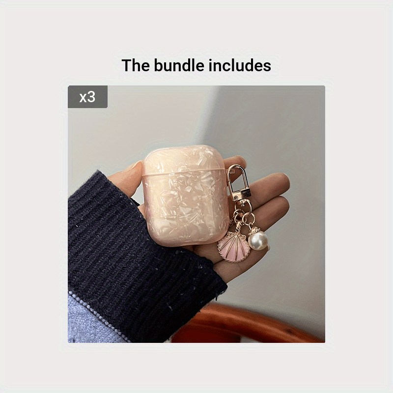 Pink Shell Pattern Plus Shell Pendant Suitable for airpods pro 2nd Generation Earphone Case airpod1/2 Earphone Case airpod 3 Protective Case