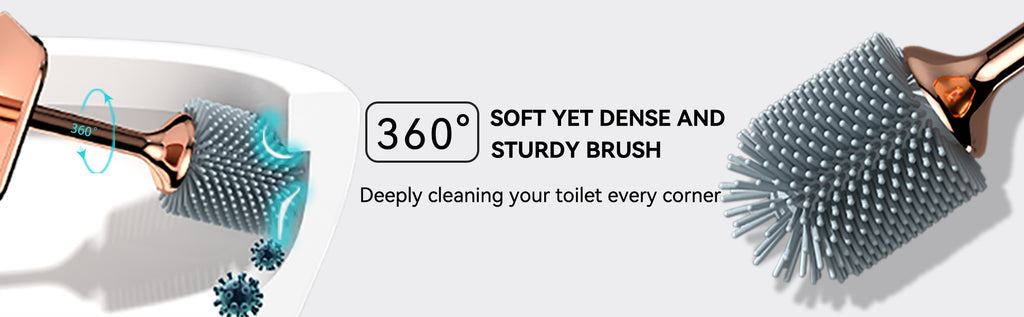 Aokala Toilet Brush and Holder Silicone Toilet Bowl Brush Set Long Handle Modern Bathroom Cleaning Durable Deep Cleaning