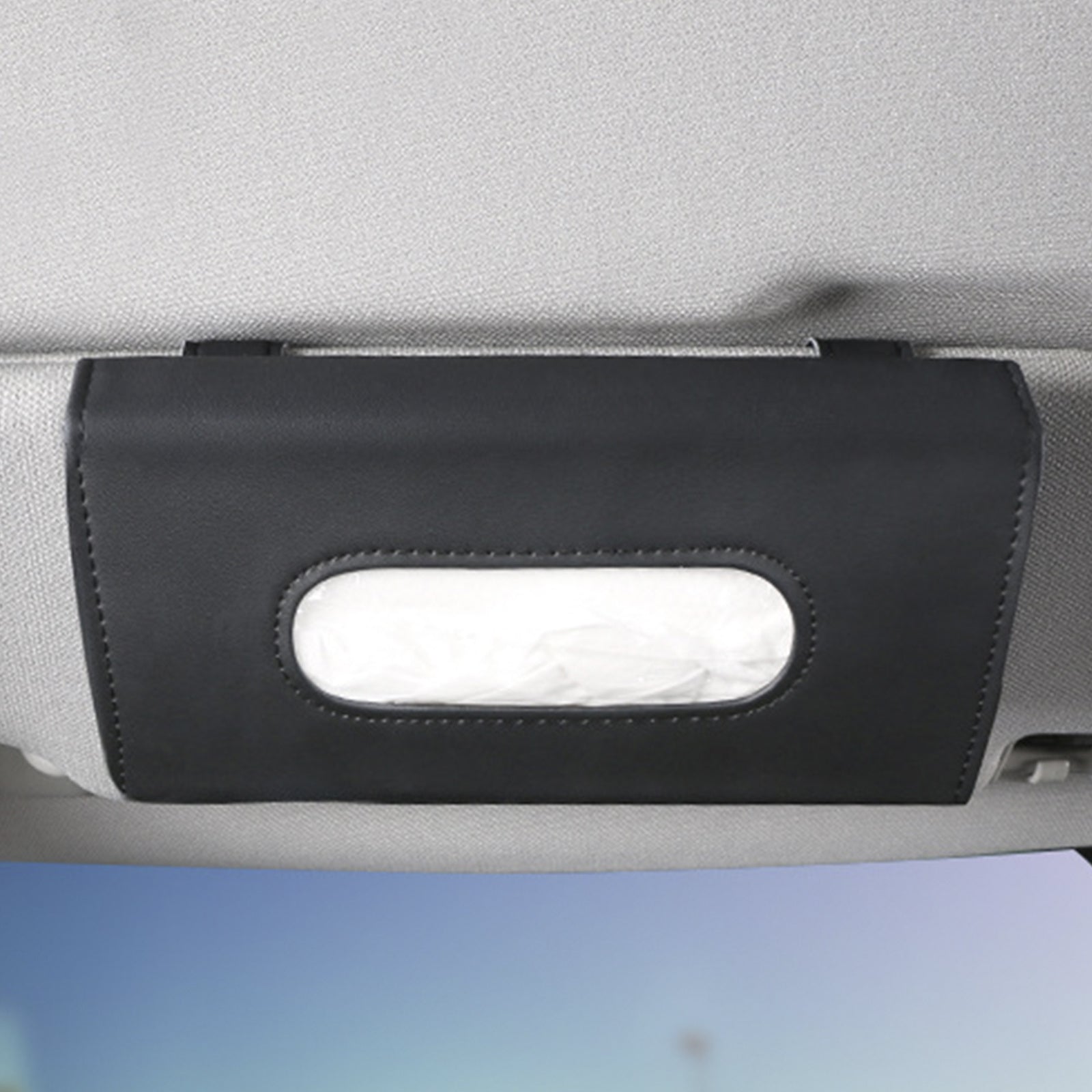 Elegant & Convenient Car Tissue and Mask Holder: Universal Sun Visor Attachment, Hygiene On-The-Go, Enhances Interior Decor