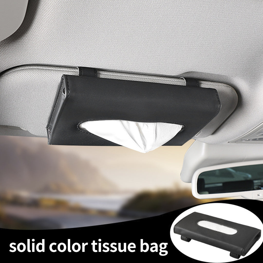 Elegant & Convenient Car Tissue and Mask Holder: Universal Sun Visor Attachment, Hygiene On-The-Go, Enhances Interior Decor