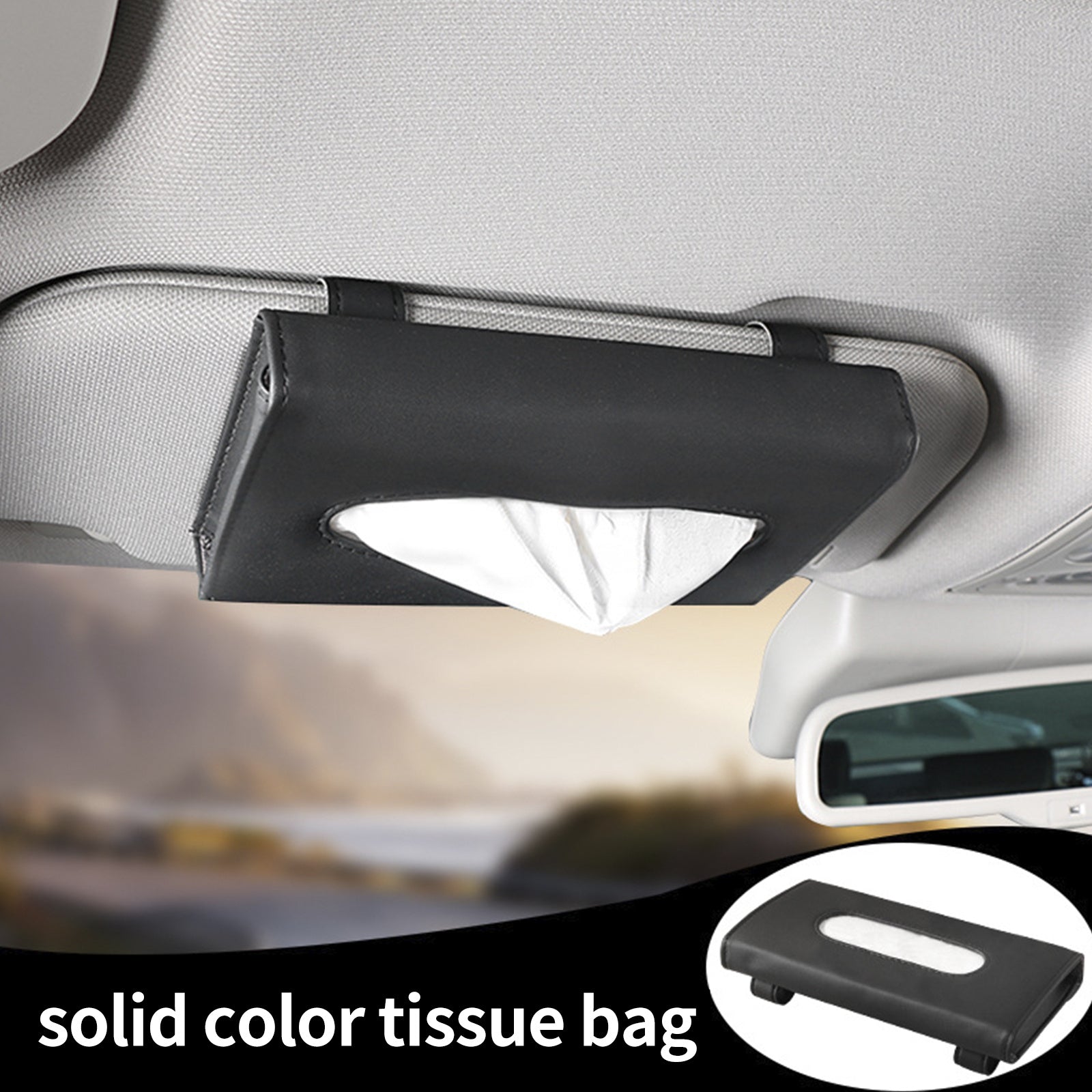 Elegant & Convenient Car Tissue and Mask Holder: Universal Sun Visor Attachment, Hygiene On-The-Go, Enhances Interior Decor