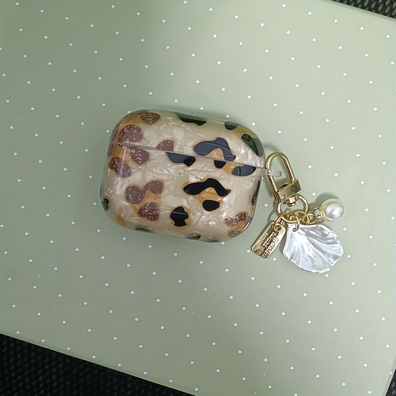 Vibrant Leopard Print Earphone Sleeve with Hanging Chain - Stylish Earpads for Airpod 1/2 with Protective Cover and Trendy Accessory Design