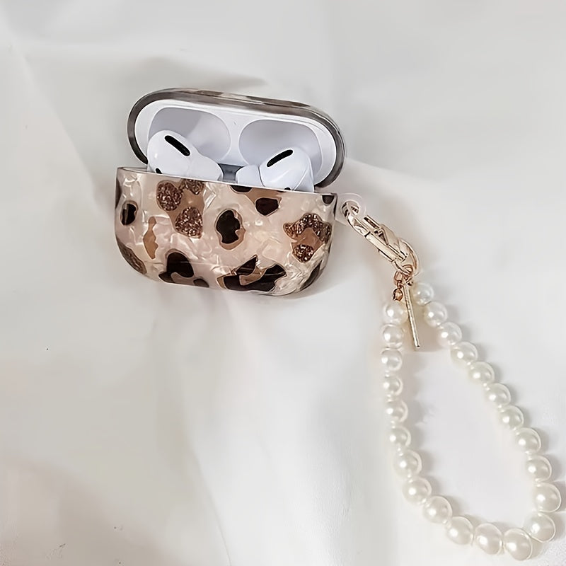 Vibrant Leopard Print Earphone Sleeve with Hanging Chain - Stylish Earpads for Airpod 1/2 with Protective Cover and Trendy Accessory Design