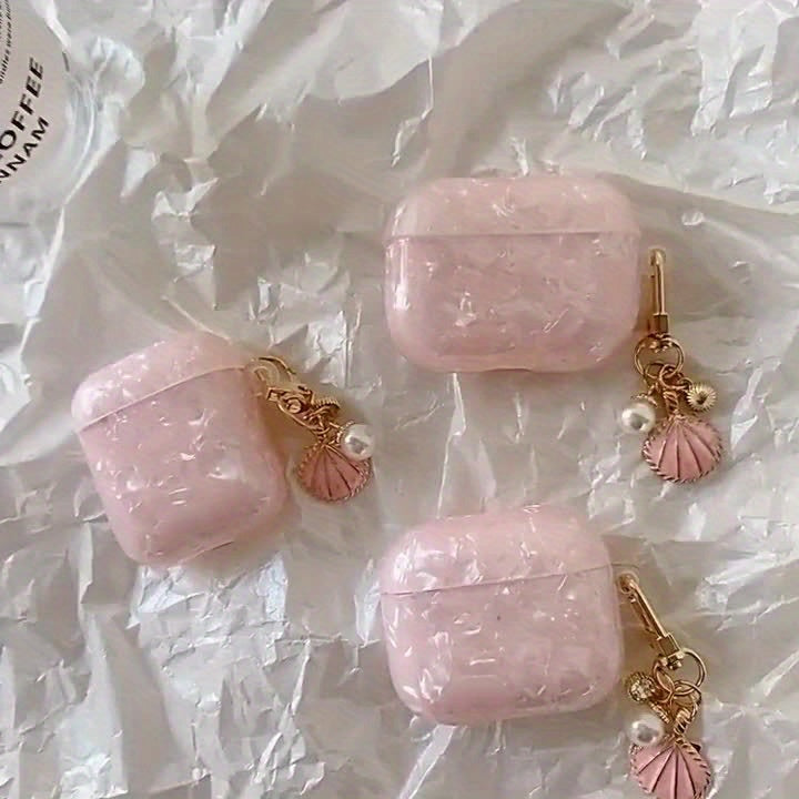 Pink Shell Pattern Plus Shell Pendant Suitable for airpods pro 2nd Generation Earphone Case airpod1/2 Earphone Case airpod 3 Protective Case