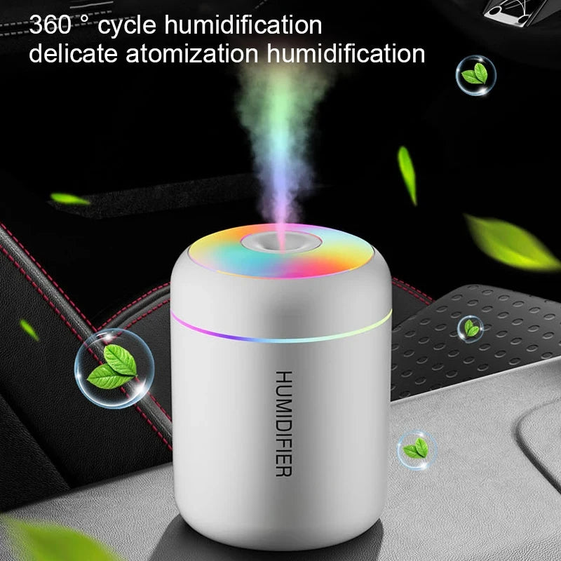 HOMEFISH Mini Air Humidifier - USB Aroma Diffuser with LED Light for Desktop