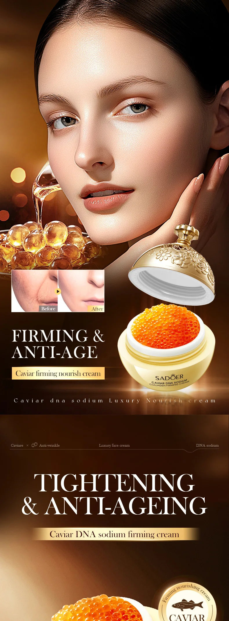 Anti-Wrinkle Face Cream with Collagen & Pearl - Firming Lift & Brightening