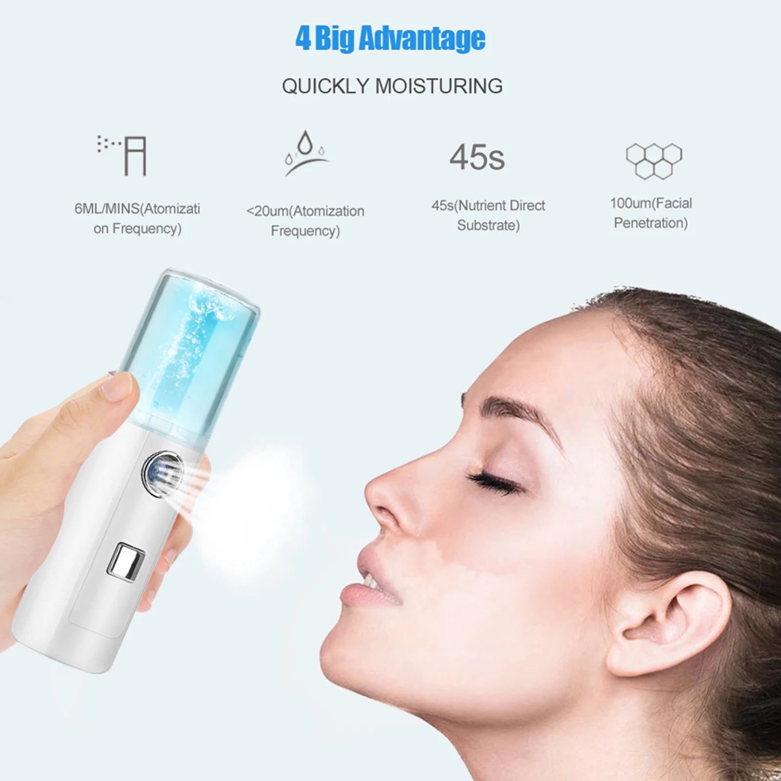 USB Mini Facial Mist Spray 30ml - Portable Face Moisturizer & Hydration