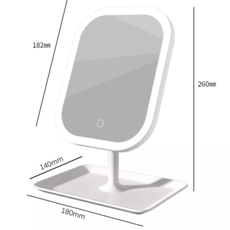 LED Makeup Mirror with LEDLight Portable Vanity Mirror with Adjustable Brightness Ins Style Desktop Mirror for Girls Gift
