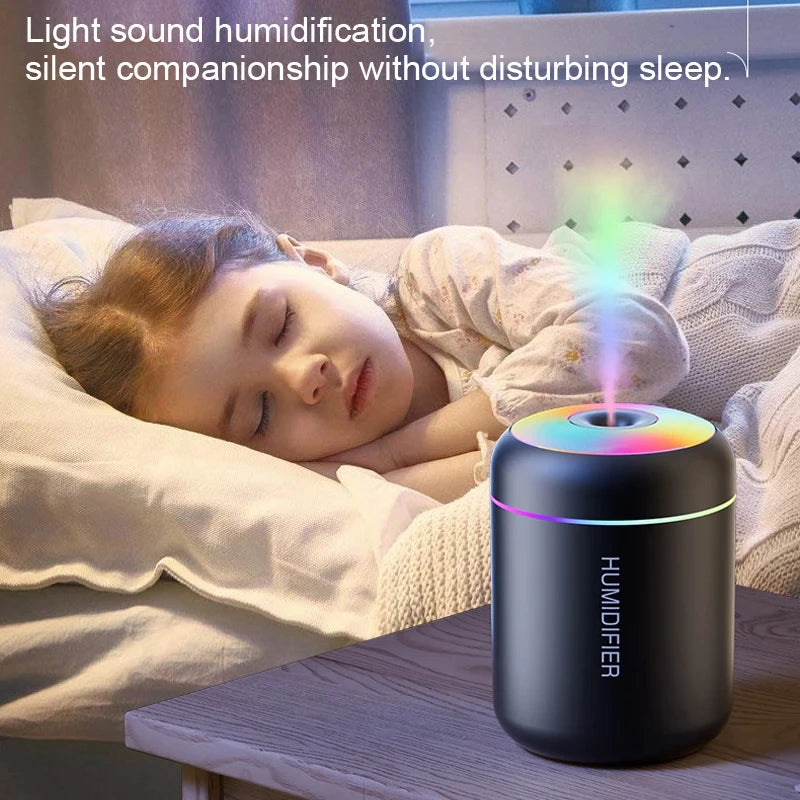 HOMEFISH Mini Air Humidifier - USB Aroma Diffuser with LED Light for Desktop
