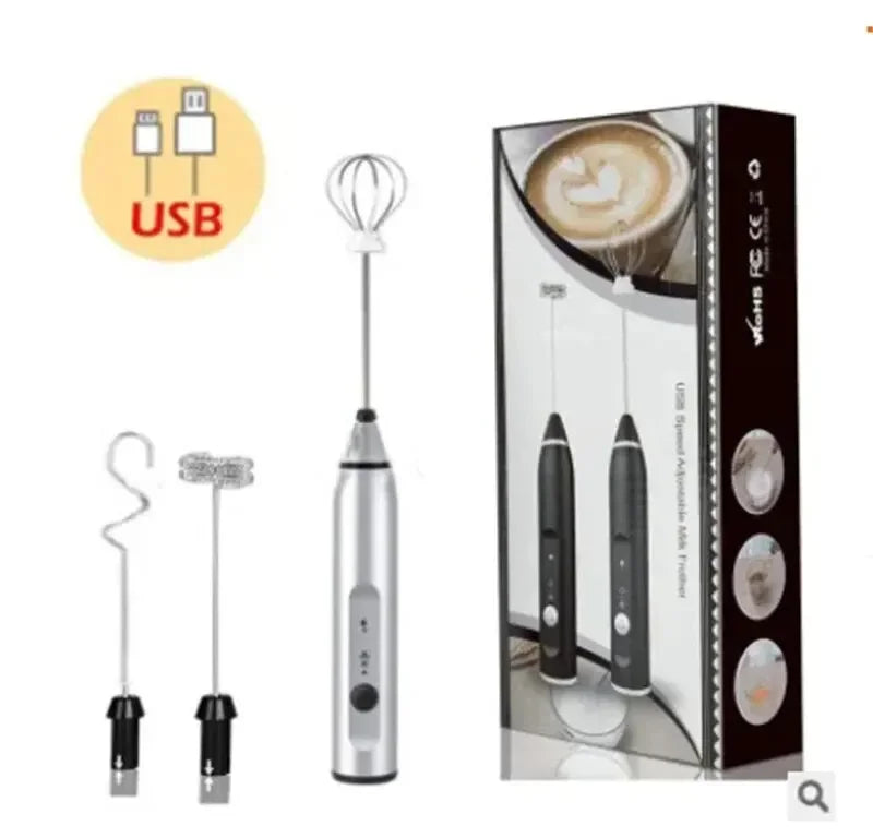 Portable Electric Milk Frother - USB Handheld Whisk for Coffee & Cappuccino