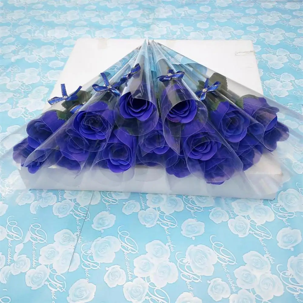 10 Pcs Single Stem Artificial Rose Soap Made Flowers Girl Friend Valentine's Day Wedding Flower Decoration Party Rose Bouquet