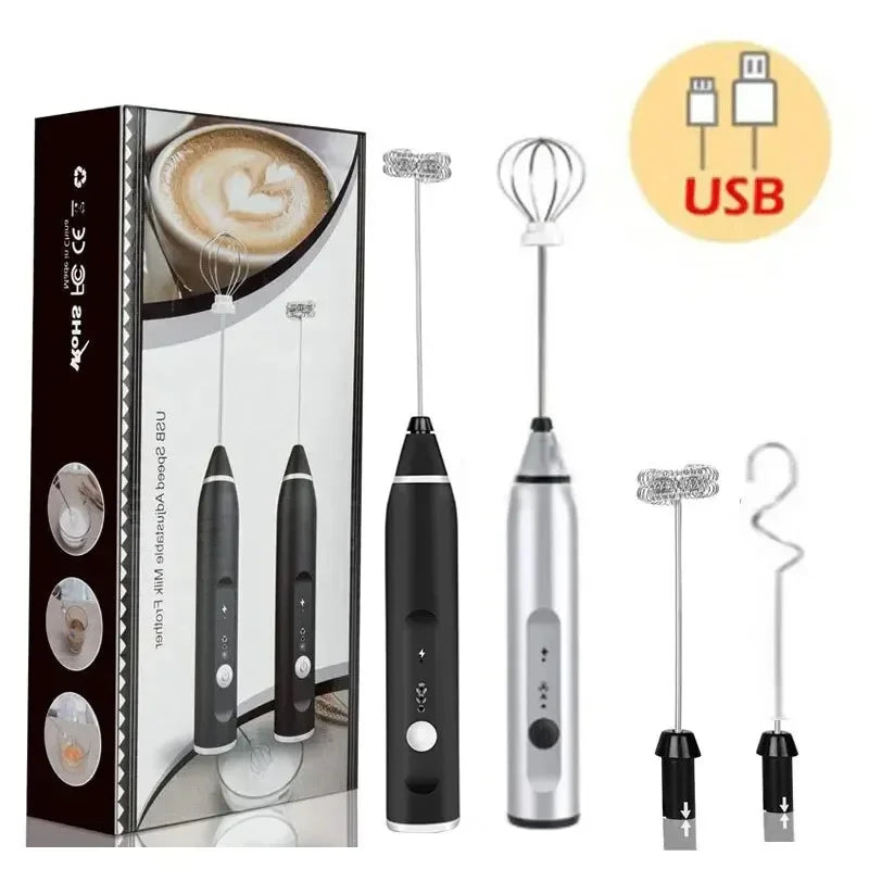 Portable Electric Milk Frother - USB Handheld Whisk for Coffee & Cappuccino