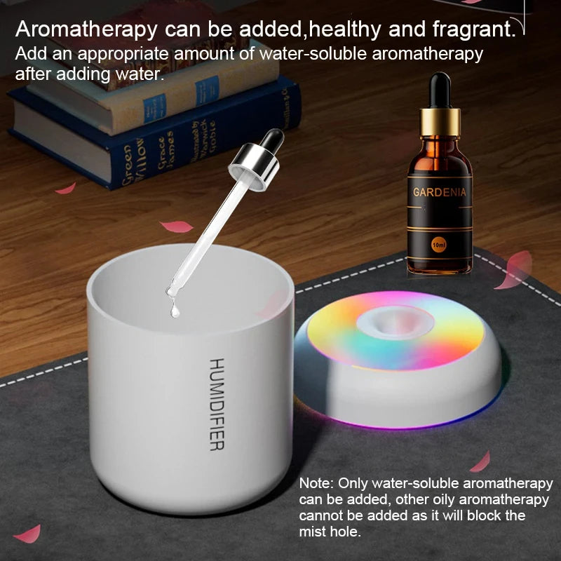HOMEFISH Mini Air Humidifier - USB Aroma Diffuser with LED Light for Desktop