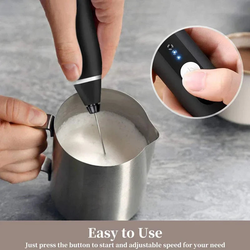 Portable Electric Milk Frother - USB Handheld Whisk for Coffee & Cappuccino