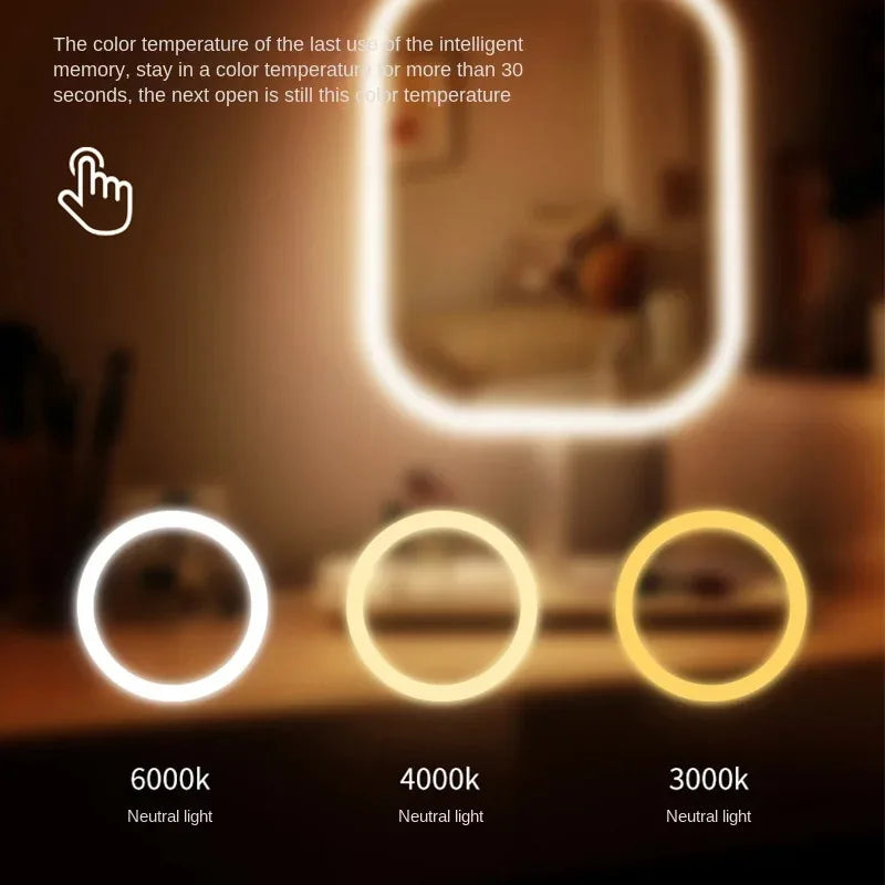 LED Makeup Mirror with LEDLight Portable Vanity Mirror with Adjustable Brightness Ins Style Desktop Mirror for Girls Gift