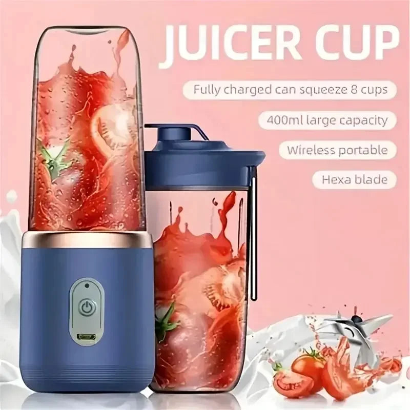 Portable Blender Bottle Electric 6 Blades - USB Rechargeable Smoothie Maker