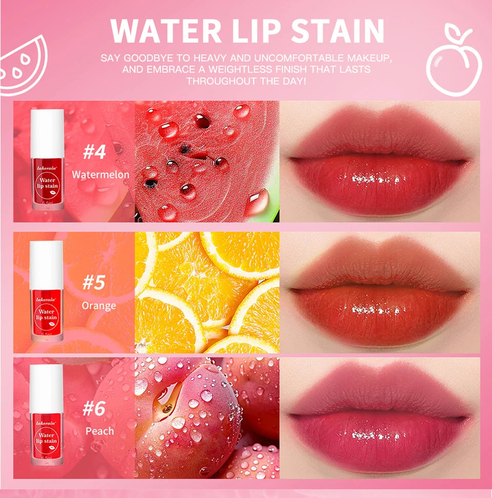 Fruity Water Lip Tint Gloss - 4 Colors Long Lasting Moisturizing Lip Stain