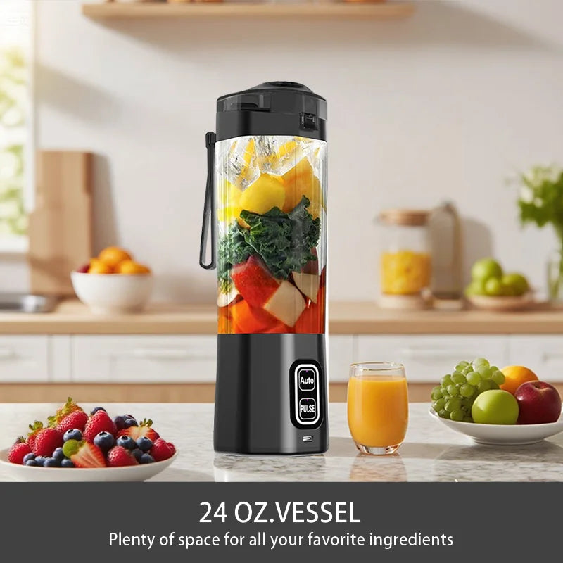Portable Electric Juice Maker 700ml - USB Rechargeable Blender with 6 Blades