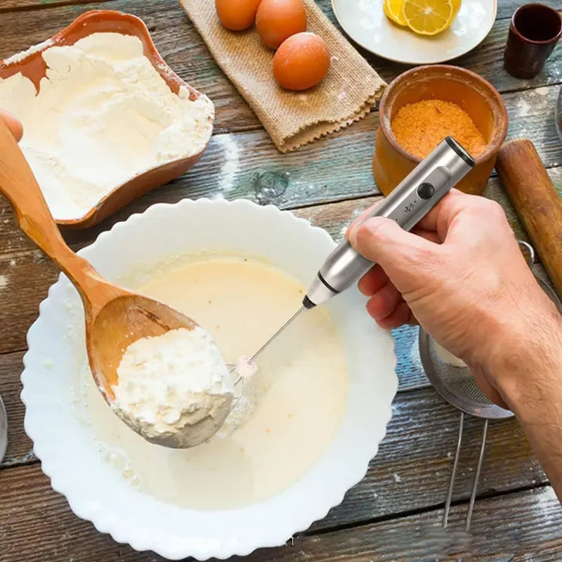 Portable Electric Milk Frother - USB Handheld Whisk for Coffee & Cappuccino