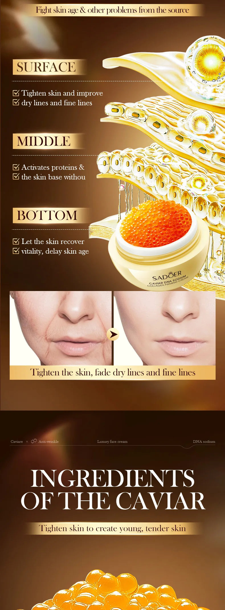 Anti-Wrinkle Face Cream with Collagen & Pearl - Firming Lift & Brightening