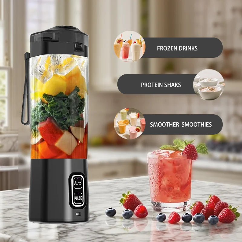 Portable Electric Juice Maker 700ml - USB Rechargeable Blender with 6 Blades