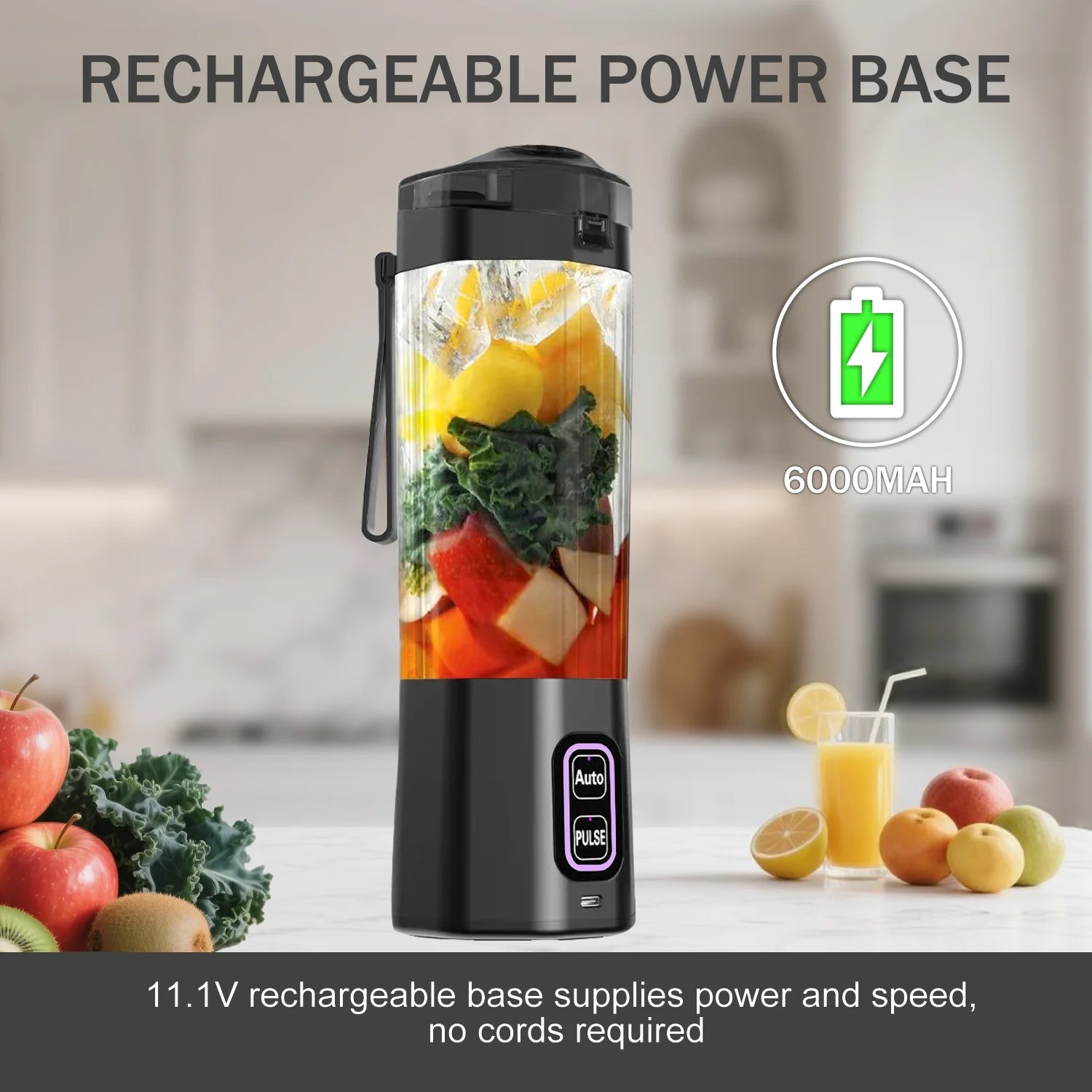 Portable Electric Juice Maker 700ml - USB Rechargeable Blender with 6 Blades