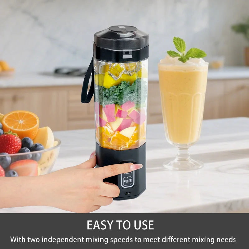 Portable Electric Juice Maker 700ml - USB Rechargeable Blender with 6 Blades