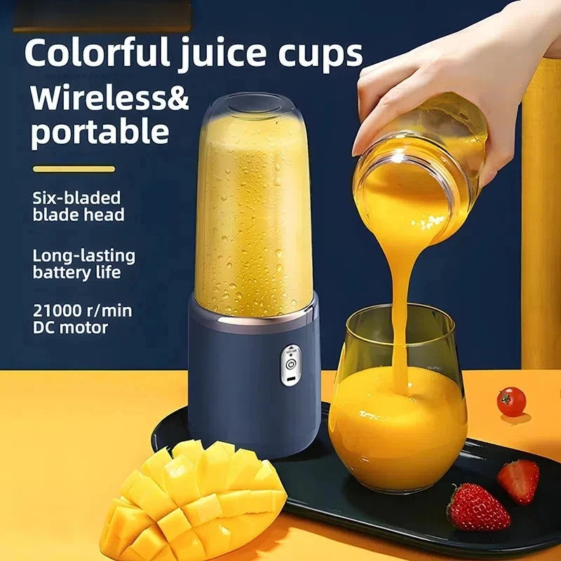 Portable Blender Bottle Electric 6 Blades - USB Rechargeable Smoothie Maker