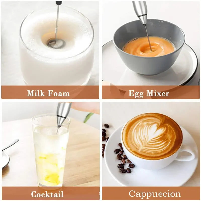 Portable Electric Milk Frother - USB Handheld Whisk for Coffee & Cappuccino