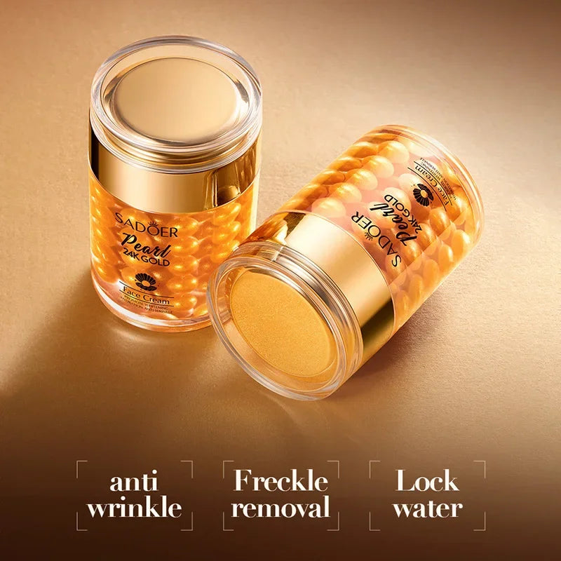 SADOER 24K Golden Pearl Collagen Face Cream Moisturizing Brightening Hydrating Firming Facial Cream Face Skin Care Products
