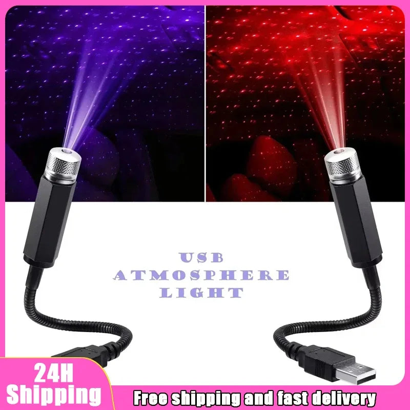 LED Starry Sky Lamp Car Laser Star Roof Light 5V USB Powered Galaxy Star Atmosphere Light Projector Lamp for Room Ceiling Decor