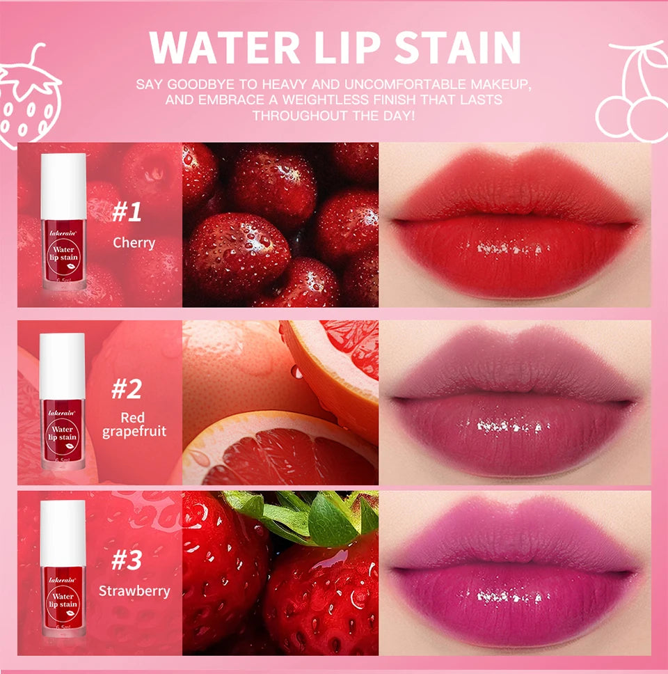 Fruity Water Lip Tint Gloss - 4 Colors Long Lasting Moisturizing Lip Stain