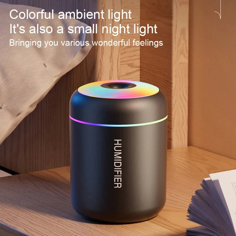 HOMEFISH Mini Air Humidifier - USB Aroma Diffuser with LED Light for Desktop