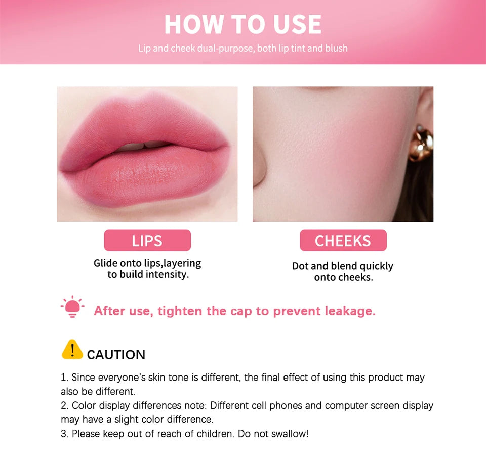 Fruity Water Lip Tint Gloss - 4 Colors Long Lasting Moisturizing Lip Stain