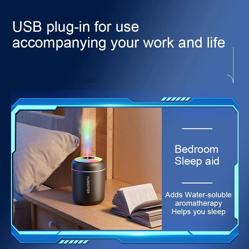 HOMEFISH Mini Air Humidifier - USB Aroma Diffuser with LED Light for Desktop