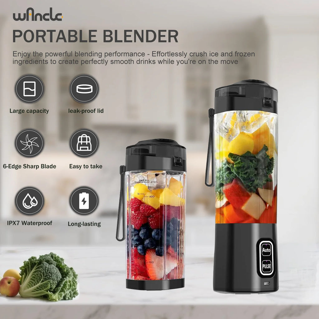 Portable Electric Juice Maker 700ml - USB Rechargeable Blender with 6 Blades