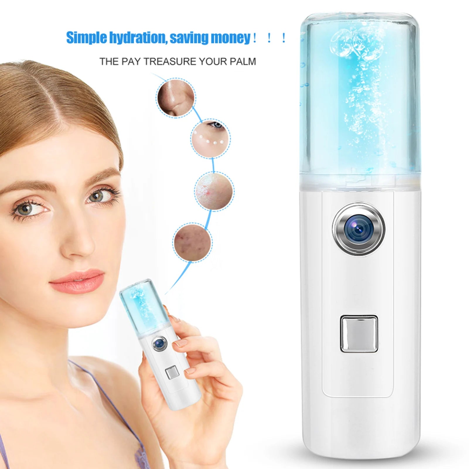 USB Mini Facial Mist Spray 30ml - Portable Face Moisturizer & Hydration