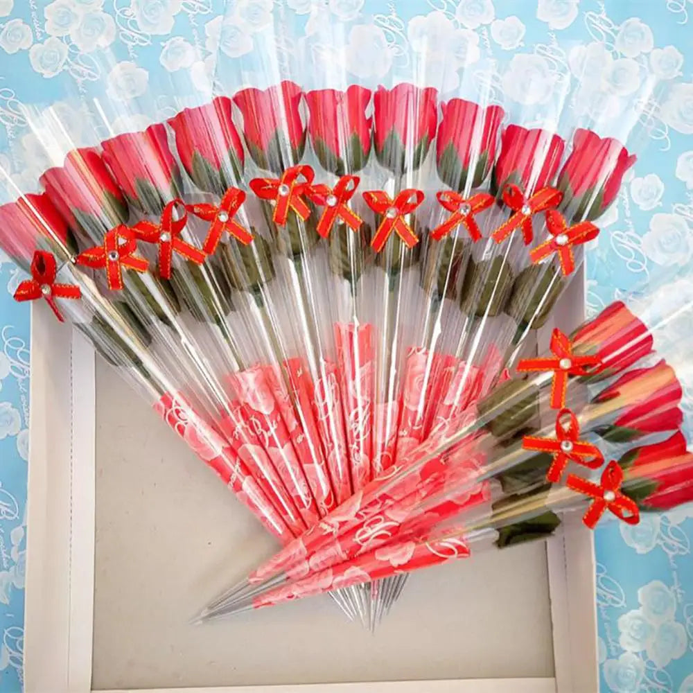 10 Pcs Single Stem Artificial Rose Soap Made Flowers Girl Friend Valentine's Day Wedding Flower Decoration Party Rose Bouquet