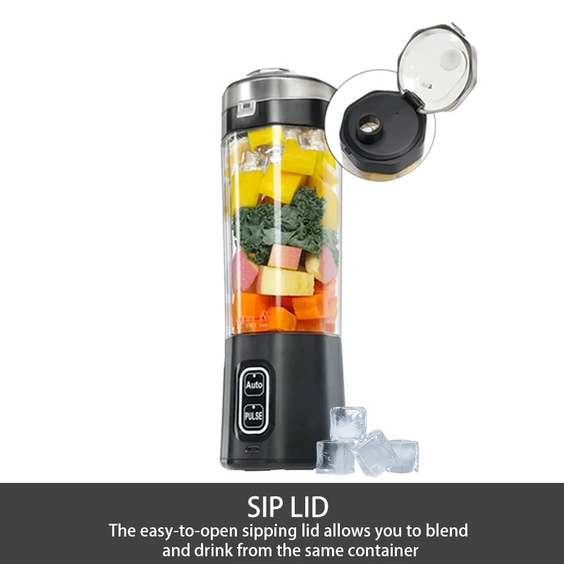 Portable Electric Juice Maker 700ml - USB Rechargeable Blender with 6 Blades