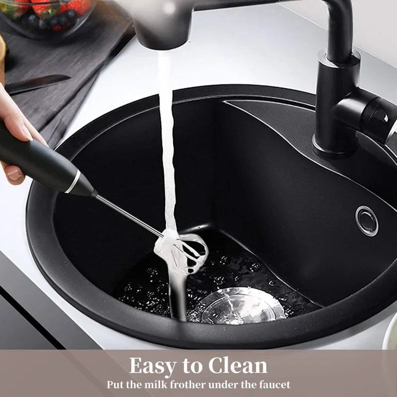 Portable Electric Milk Frother - USB Handheld Whisk for Coffee & Cappuccino