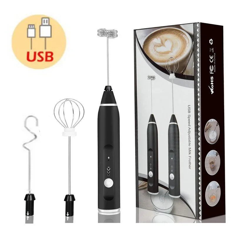 Portable Electric Milk Frother - USB Handheld Whisk for Coffee & Cappuccino