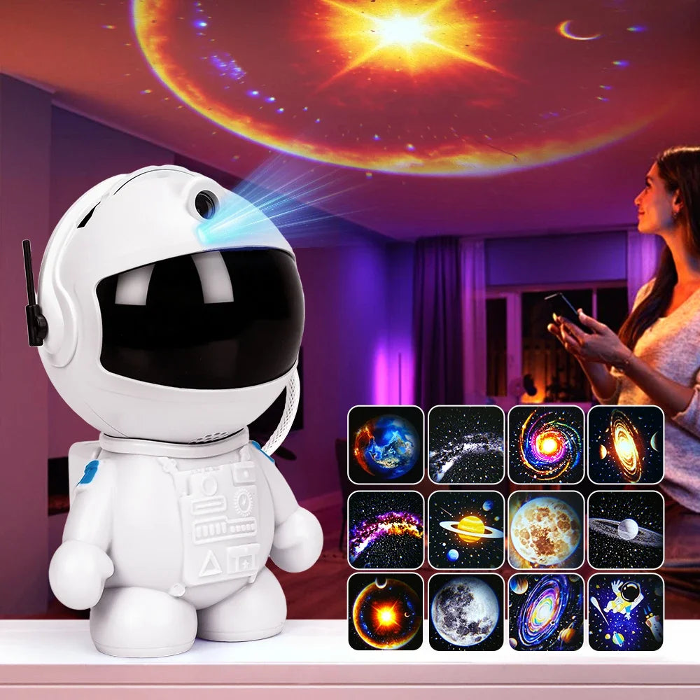Astronaut Starry Sky Projector with 12 Films Night Light Star Projector LED Astronaut Lamp Galaxy Projector for Bedroom Playroom