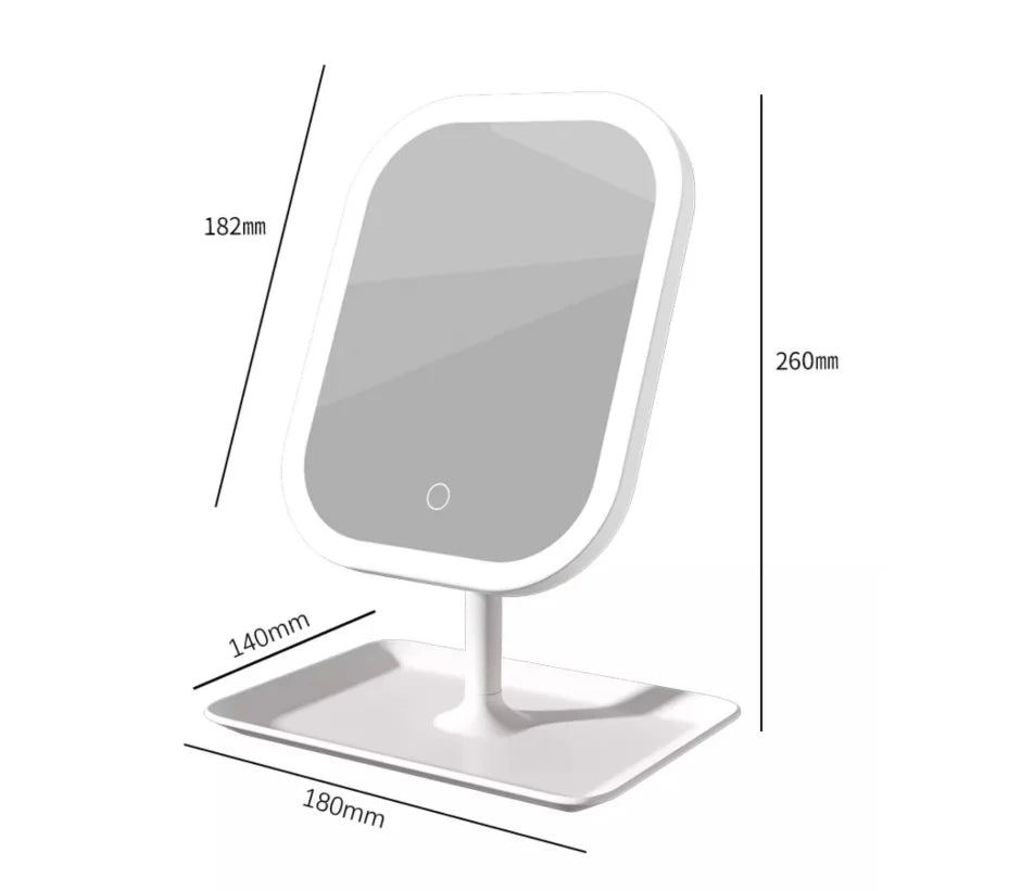 LED Makeup Mirror with LEDLight Portable Vanity Mirror with Adjustable Brightness Ins Style Desktop Mirror for Girls Gift