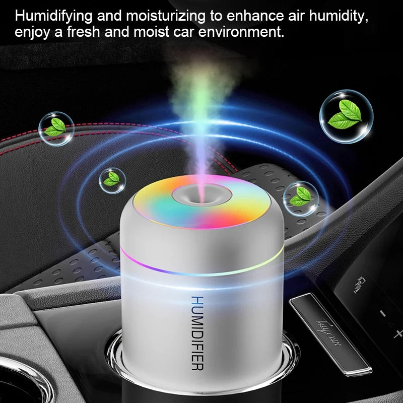 HOMEFISH Mini Air Humidifier - USB Aroma Diffuser with LED Light for Desktop