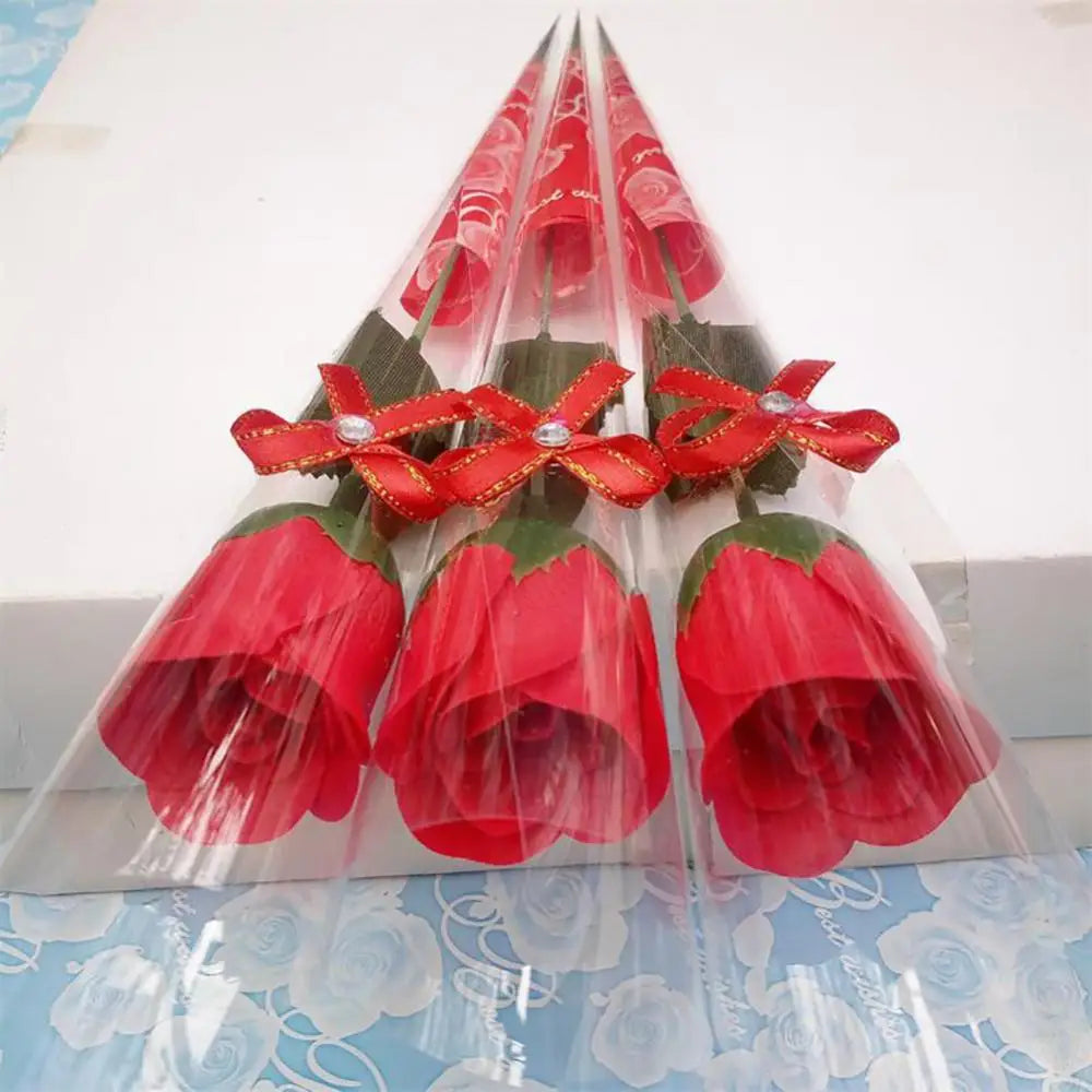 10 Pcs Single Stem Artificial Rose Soap Made Flowers Girl Friend Valentine's Day Wedding Flower Decoration Party Rose Bouquet