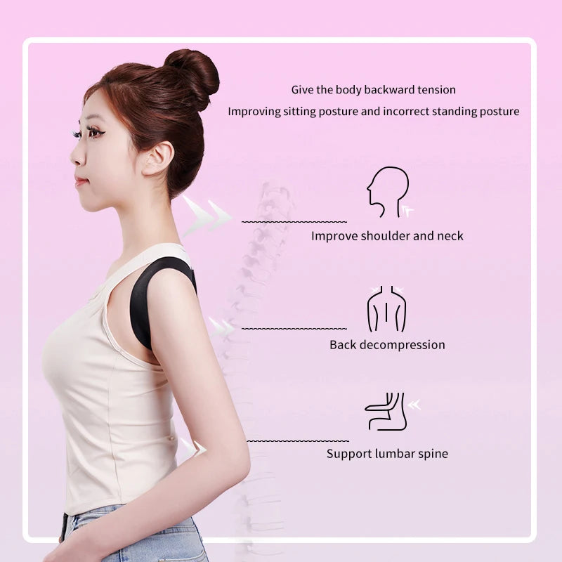 Adjustable Back Support Brace - Shoulder & Spine Alignment Band