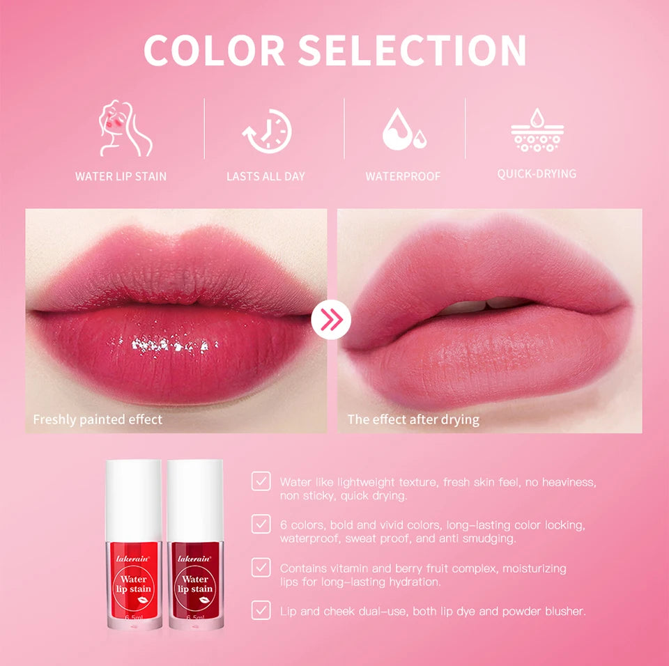 Fruity Water Lip Tint Gloss - 4 Colors Long Lasting Moisturizing Lip Stain